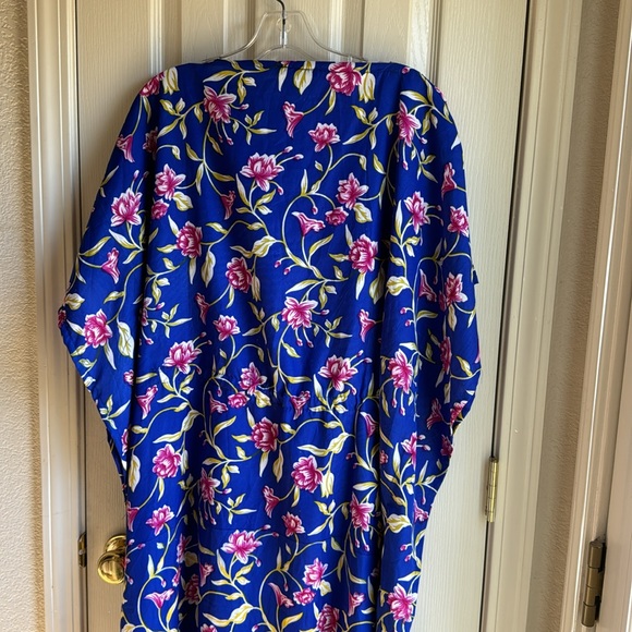 NWT ANA & ROSE BLUE/PINK/YELLOW FLORAL CAFTAN ONE SIZE - Picture 6 of 7